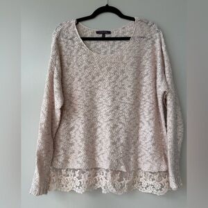 Olivia Sky Light Pink Sweater with Lace Detail